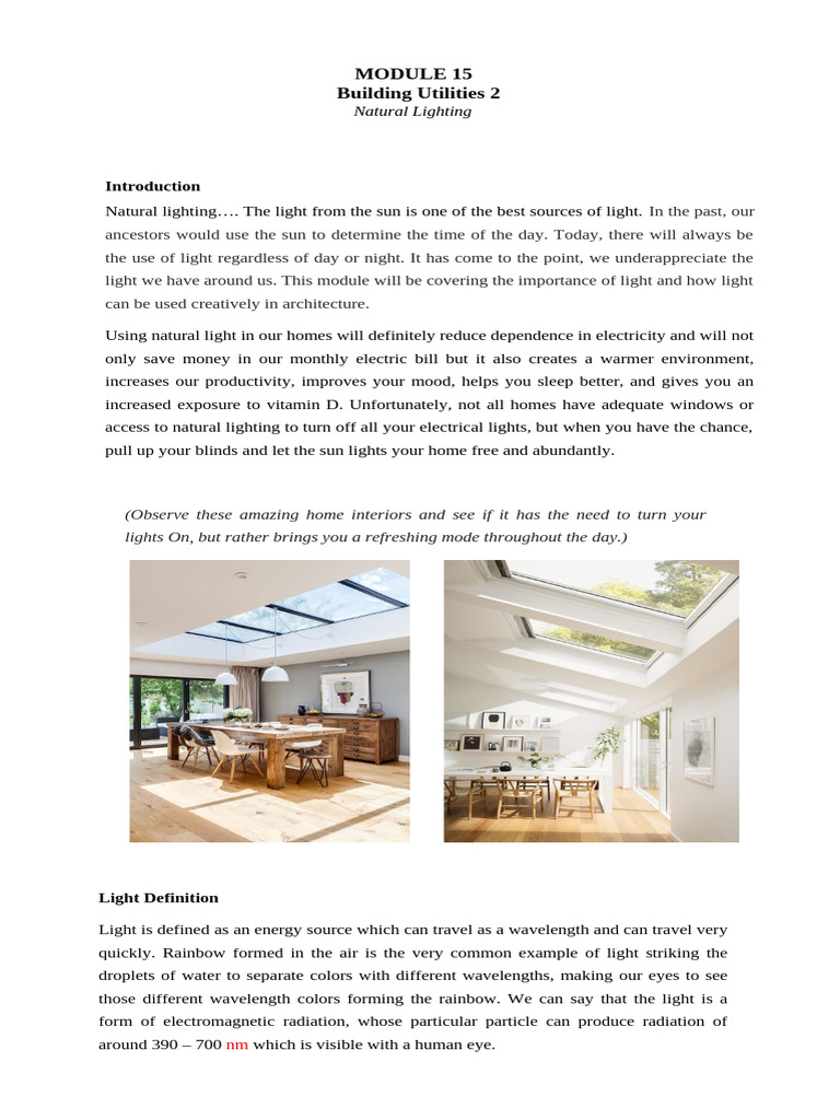 Benefits of Natural Lighting in Architecture | PDF | Lighting | Light