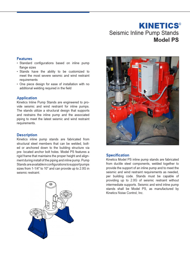 Seismic Inline Pump Stands Model PS | PDF | Pump | Mechanical Engineering