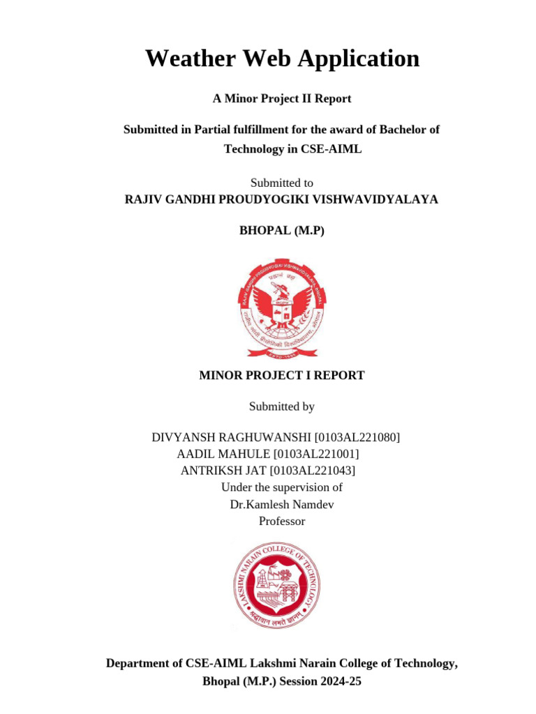 Weather Web Application Project Report | PDF | Weather Forecasting ...