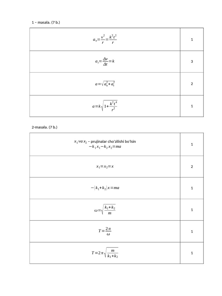 Physics Problem Solutions and Formulas | PDF