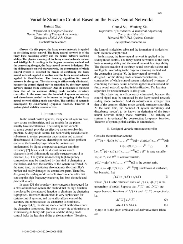 Fuzzy Neural Network Control Systems | PDF | Control Theory | Fuzzy Logic