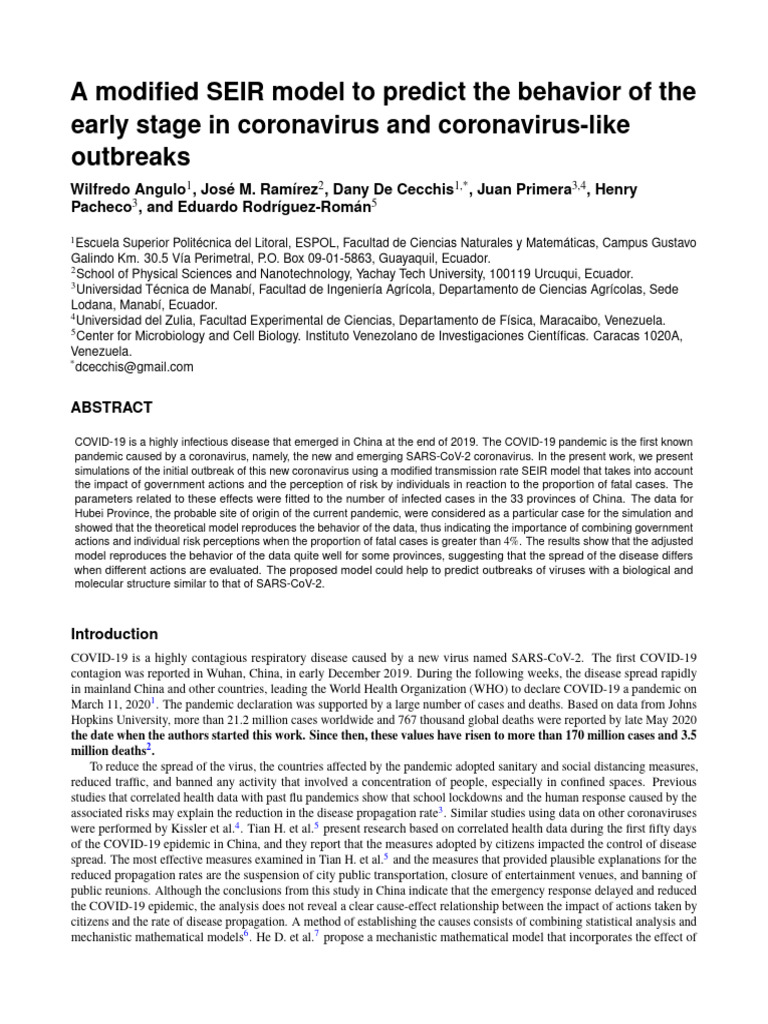 Modified SEIR Model for COVID-19 Prediction | PDF | Pandemic | Public ...