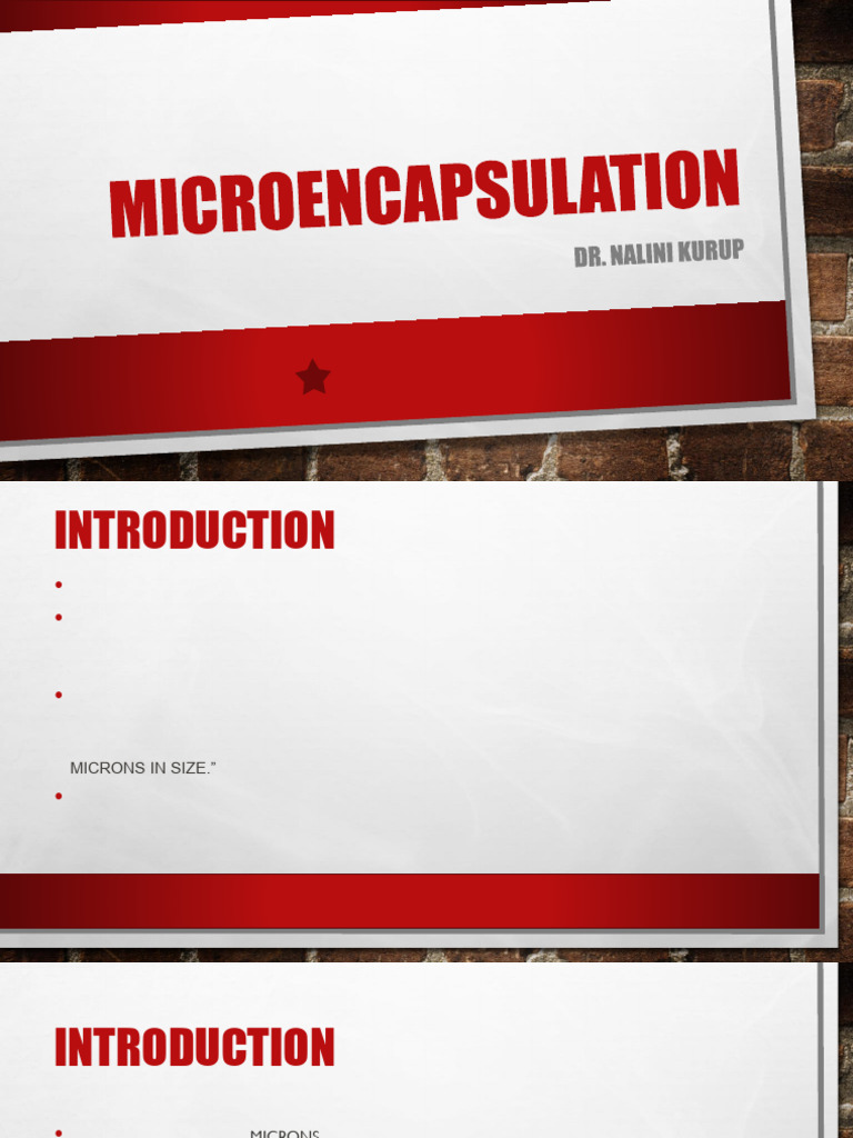 Microencapsulation Techniques Overview | PDF | Chemistry | Materials