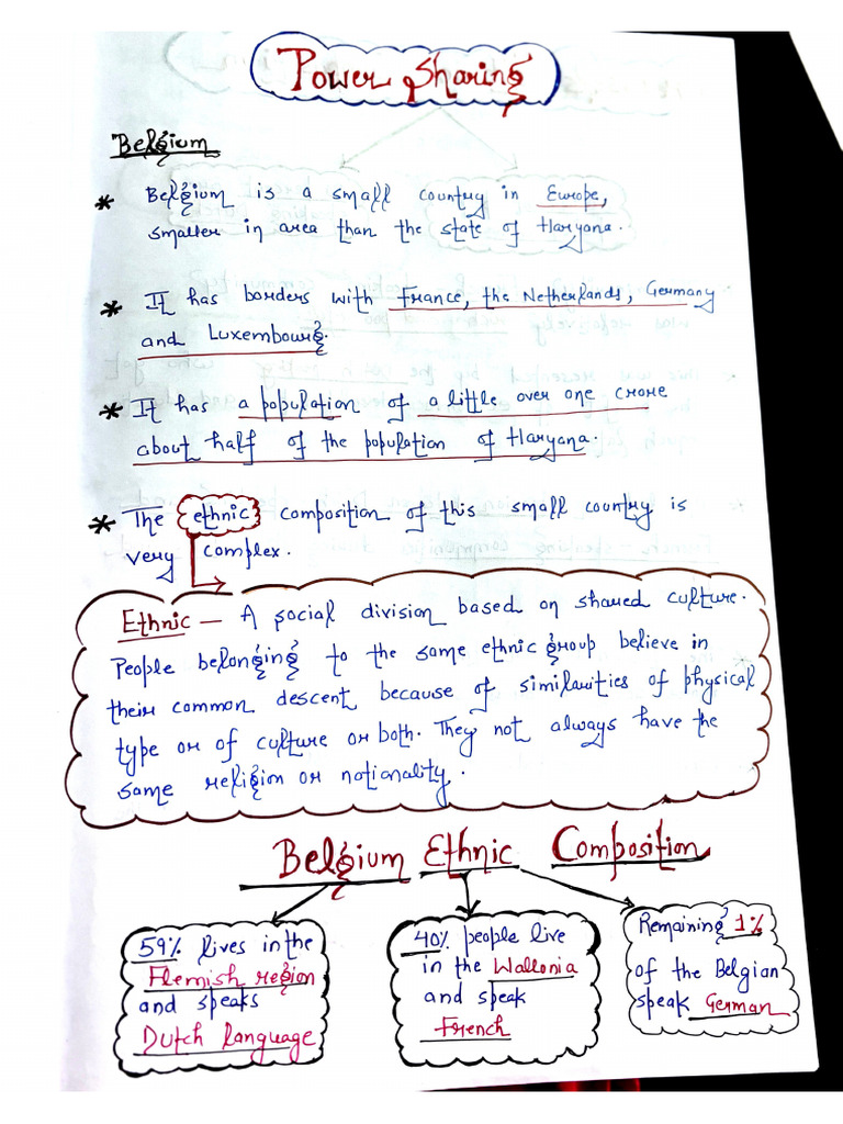 Power Sharing Handwritten Notes - Class X | PDF