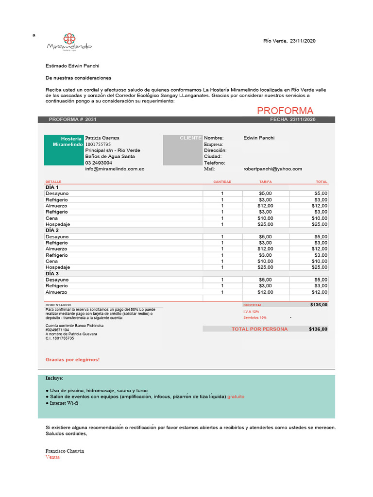 PROFORMA_miramelindo01 | PDF | Finanzas personales | Servicios financieros