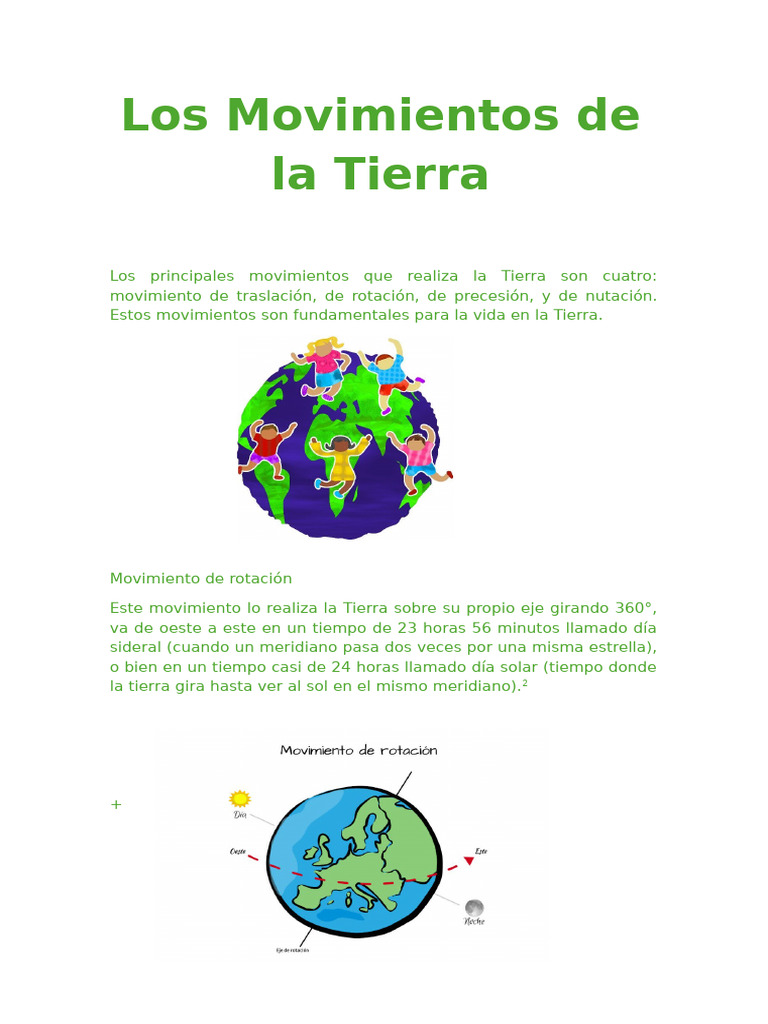 Movimientos de la Tierra y sus efectos | PDF | Tierra | Rotación