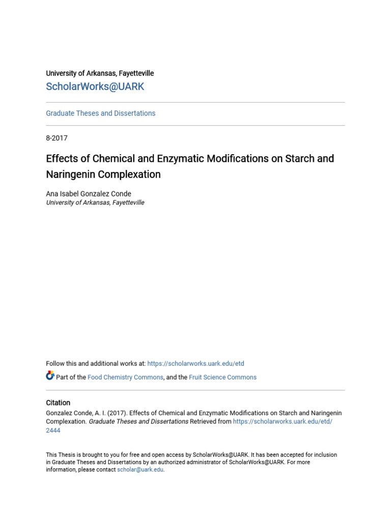 Effects of Chemical and Enzymatic Modifications On Starch and Nar | PDF ...