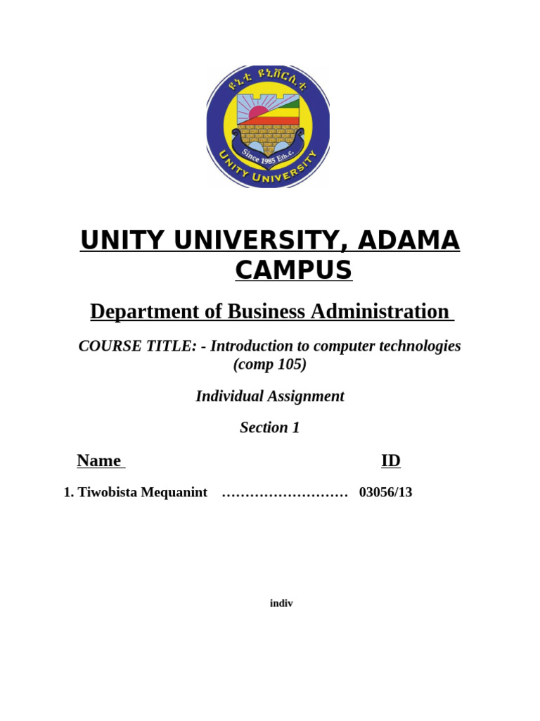 Computer Technologies Assignment - COMP 105 | PDF