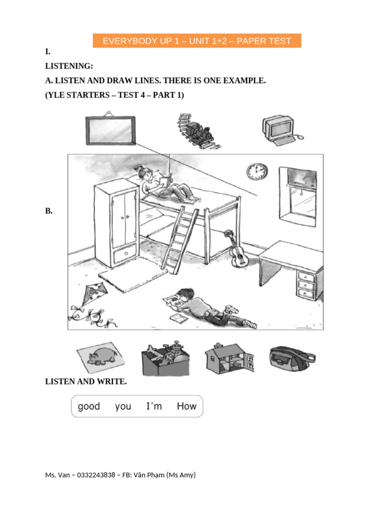 Everybody Up 1 Unit 1-2 Test Guide | PDF