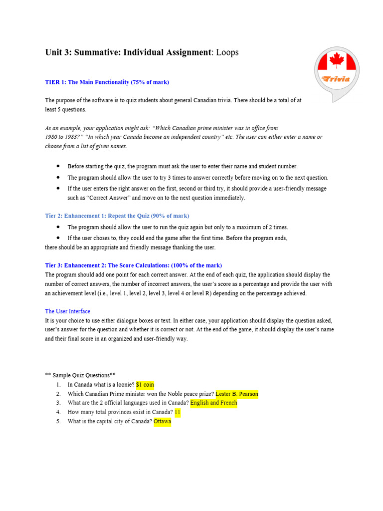 Unit 3 Loop Assignment | PDF