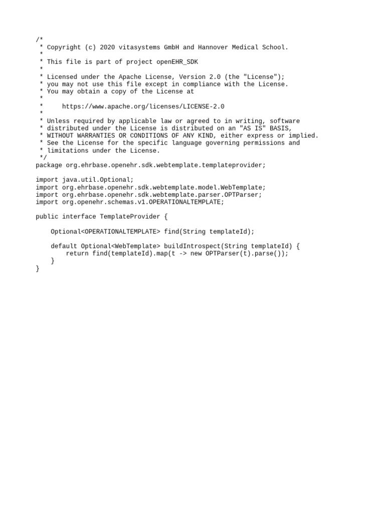 OpenEHR SDK Template Provider Interface | PDF