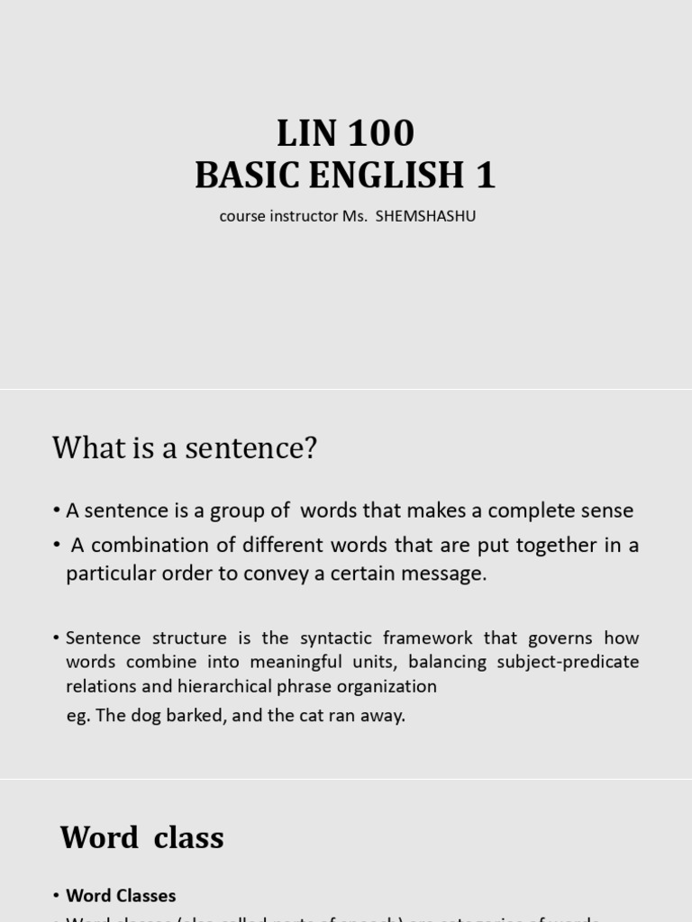 LIN 100 | PDF | Verb | Part Of Speech