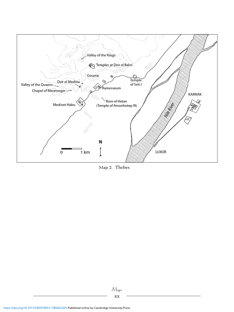 Thebes Map Overview and Landmarks | PDF