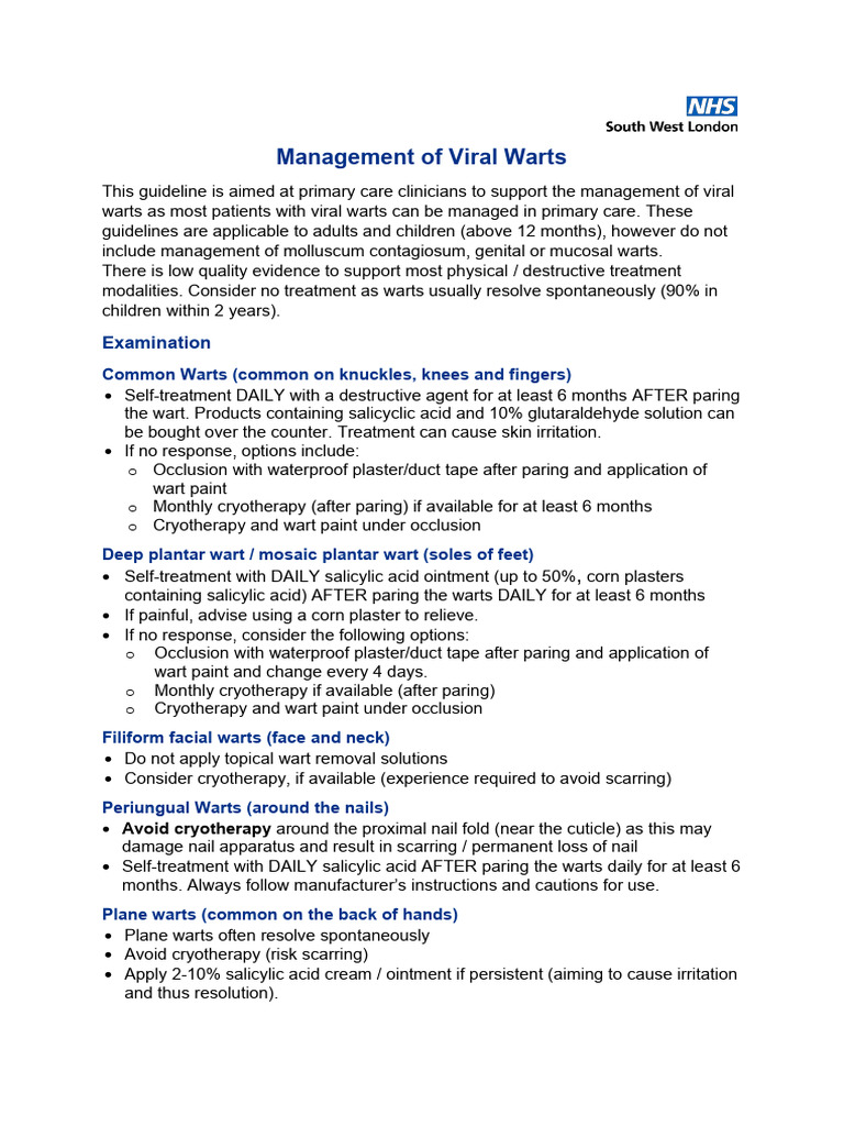 SWL Guidelines Wart Guidelines Final V1 Oct24 | PDF | Medical ...