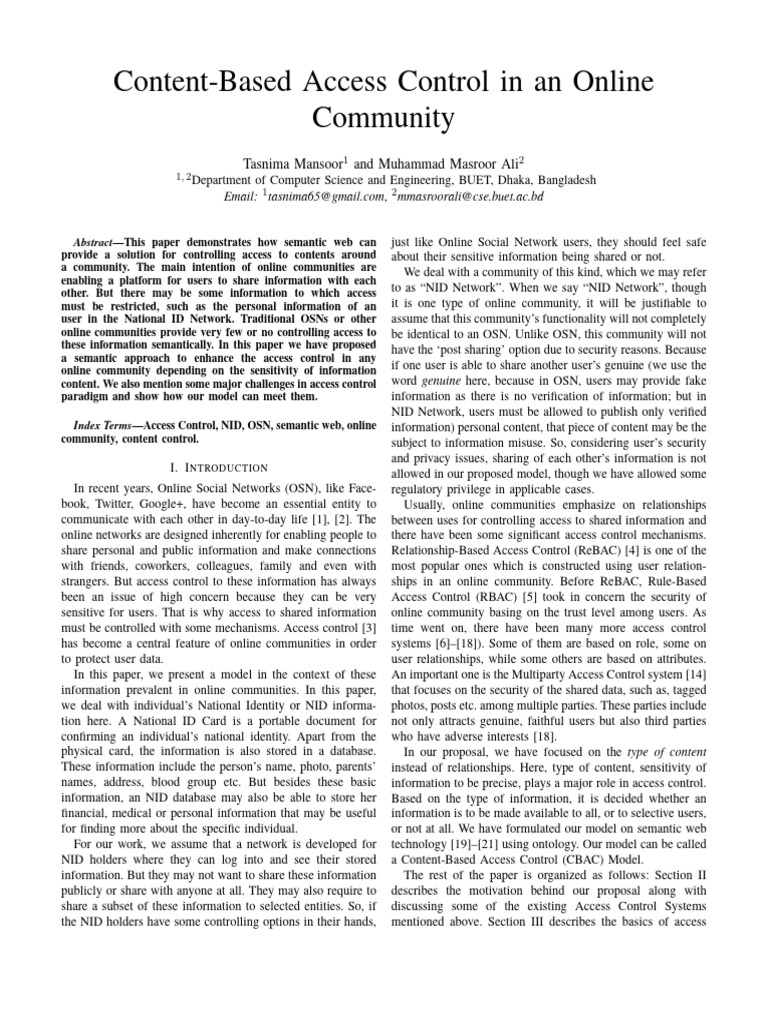 Content-Based Access Control Model | PDF | Computer Access Control ...