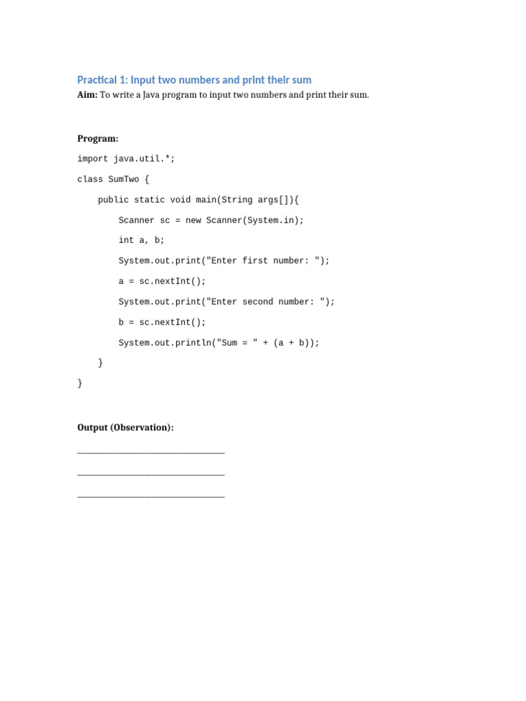 Java Programs for Basic Operations | PDF | String (Computer Science ...