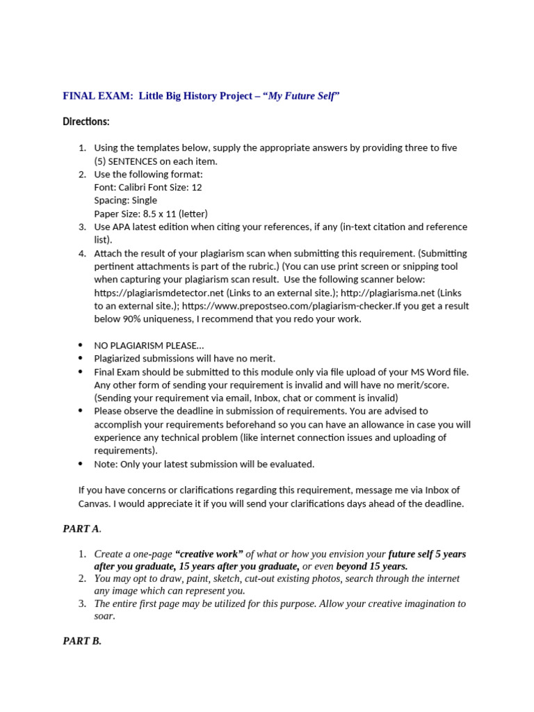 My Future Self: Big History Exam Guide | PDF | Conscience | Compassion