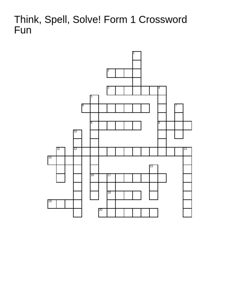 Think Spell Solve Form 1 Crossword Fun 1762214651 | PDF