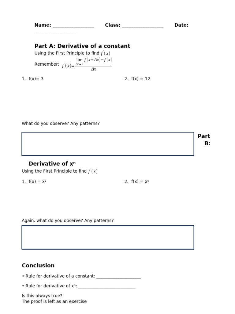 Derivatives: Constants and Power Rule | PDF