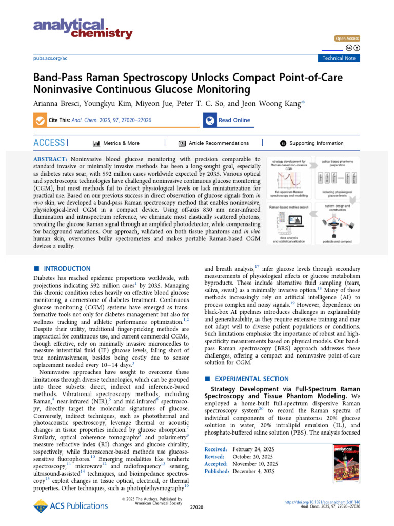 Noninvasive Glucose Monitoring via Raman | PDF | Raman Spectroscopy ...