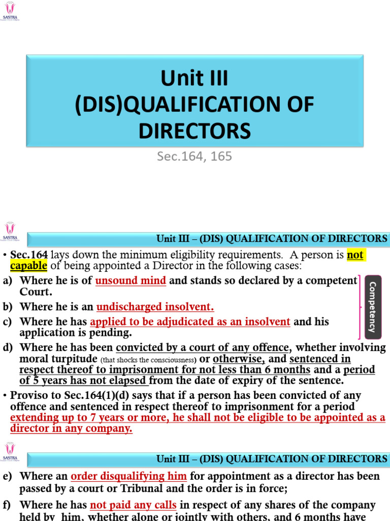 Disqualification Criteria for Company Directors | PDF | Board Of ...