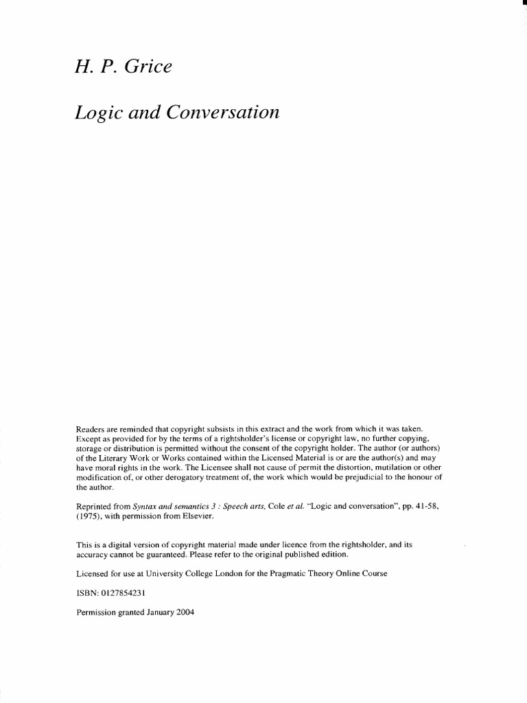 Grice Logic Conversation | PDF