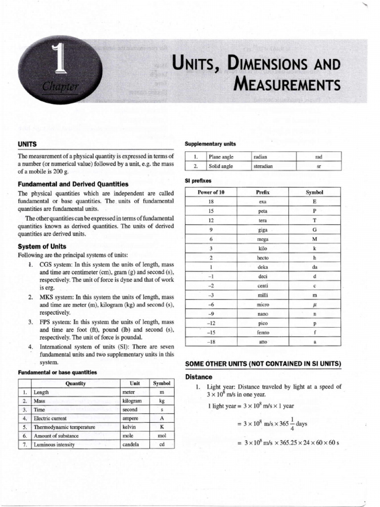 1.Units ,Dimensions and Measurements | PDF | Force | Inductance