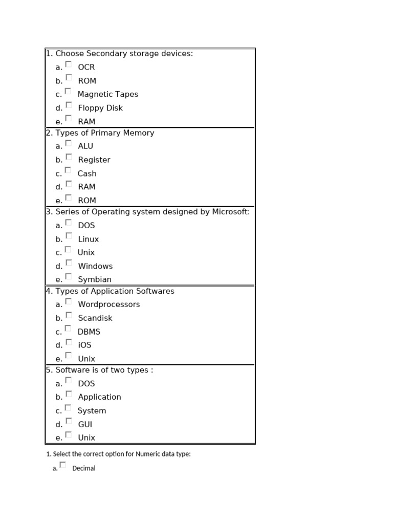 Computer Science Concepts Quiz | PDF | Computer Data Storage | Databases