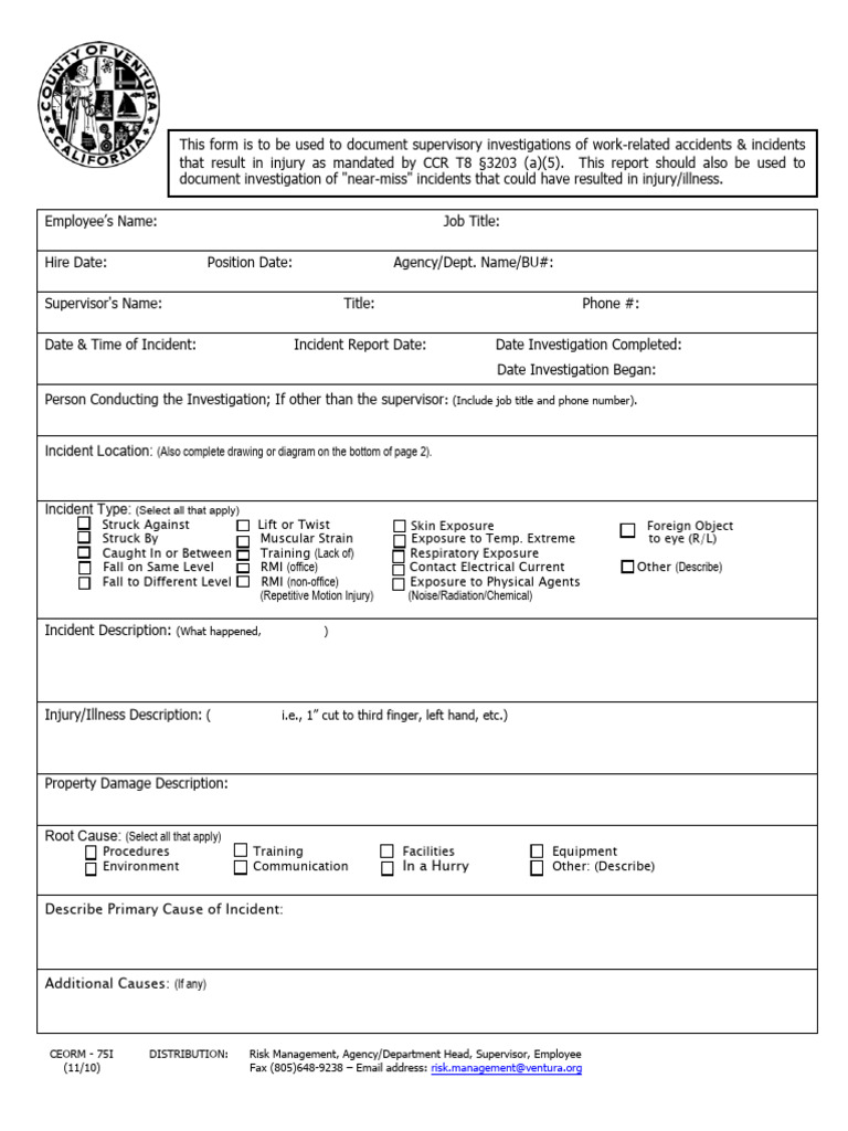 Work-Related Incident Investigation Form | PDF | Safety | Occupational ...