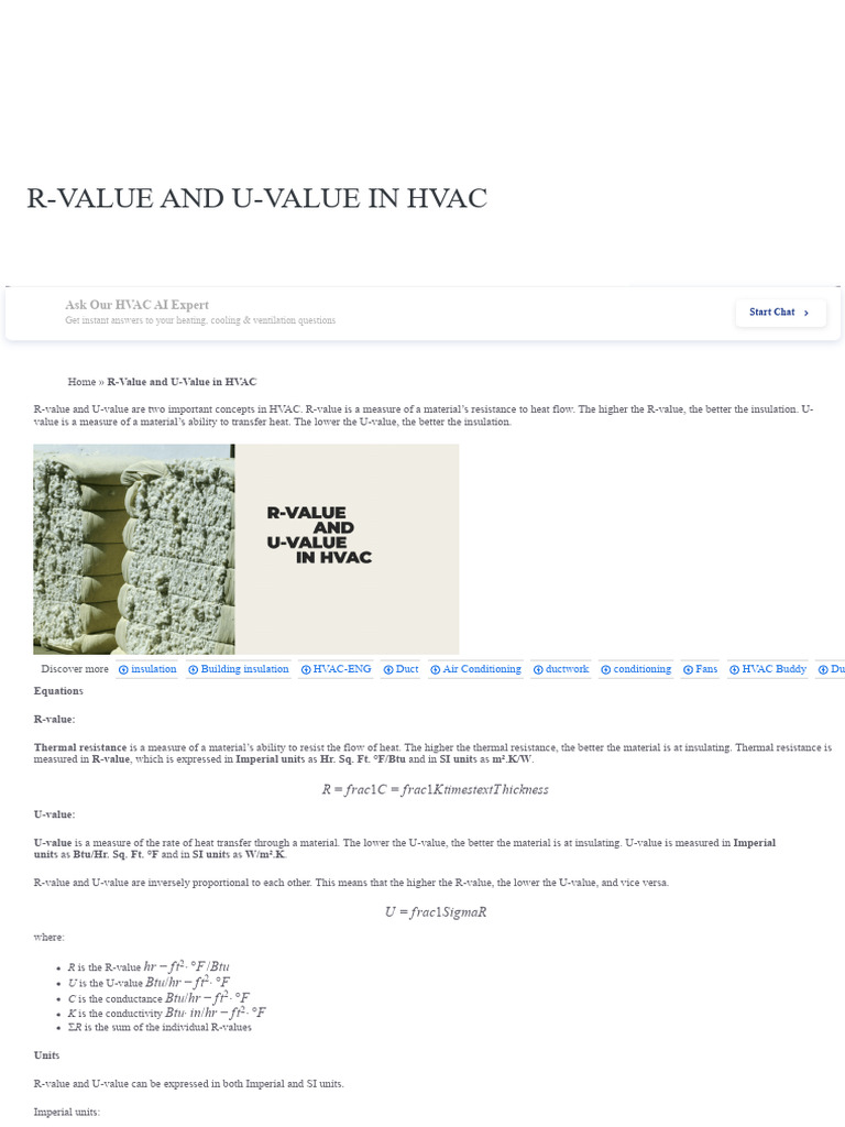 Understanding R-Value and U-Value in HVAC | PDF | Thermal Insulation ...