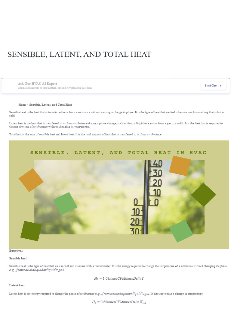 Understanding Sensible, Latent, Total Heat | PDF | Heat | Latent Heat