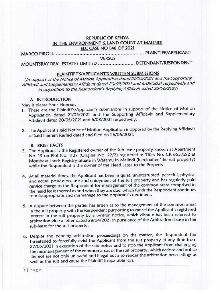 Applicant's Written Submissions | PDF