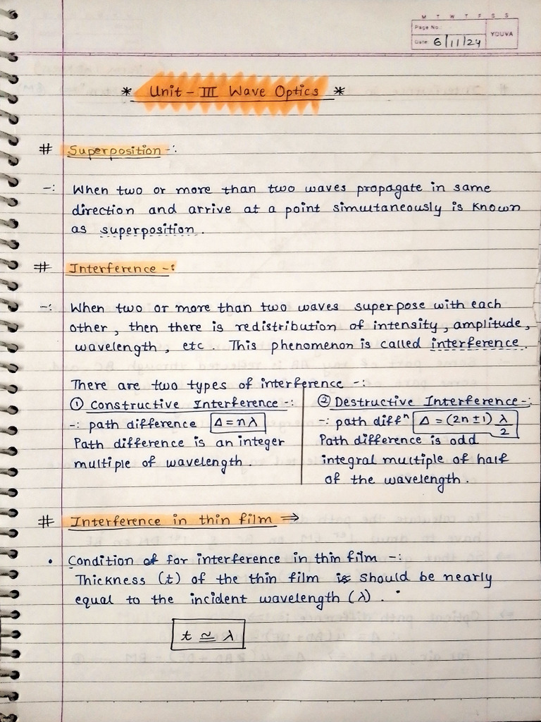 Unit 3 Wave Optics | PDF