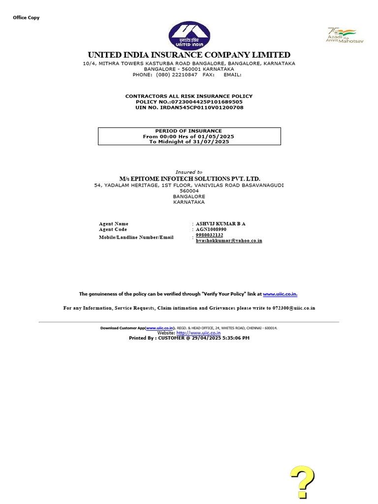 Contractors All Risk Insurance Policy | PDF | Insurance | Liability ...