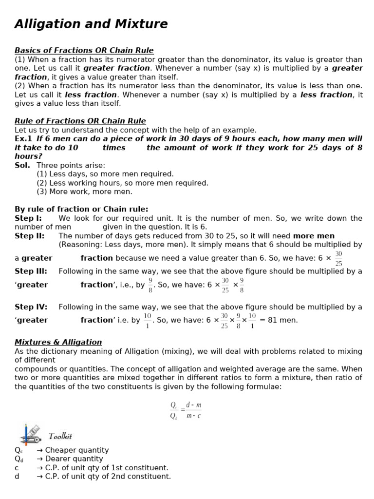 Alligation and Mixture Concepts Explained | PDF | Mathematics