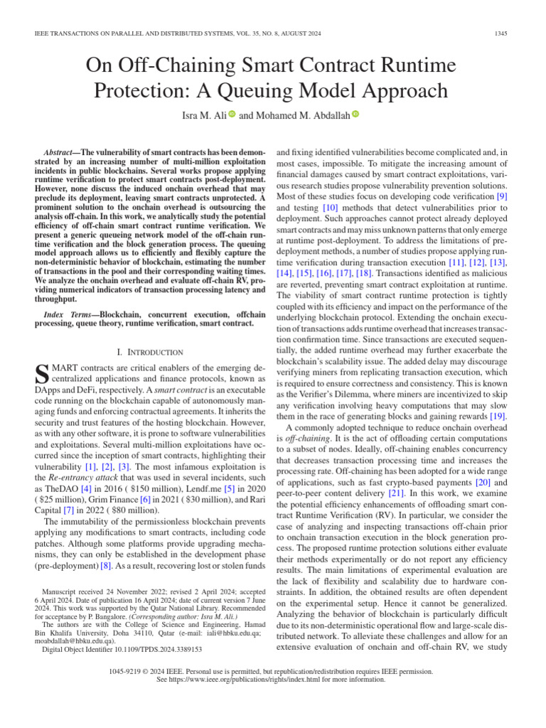 On Off-Chaining Smart Contract Runtime Protection A Queuing Model ...