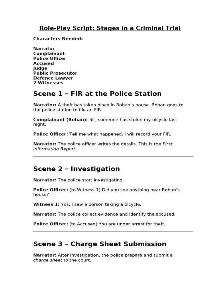 Criminal Trial Role-Play Script | PDF