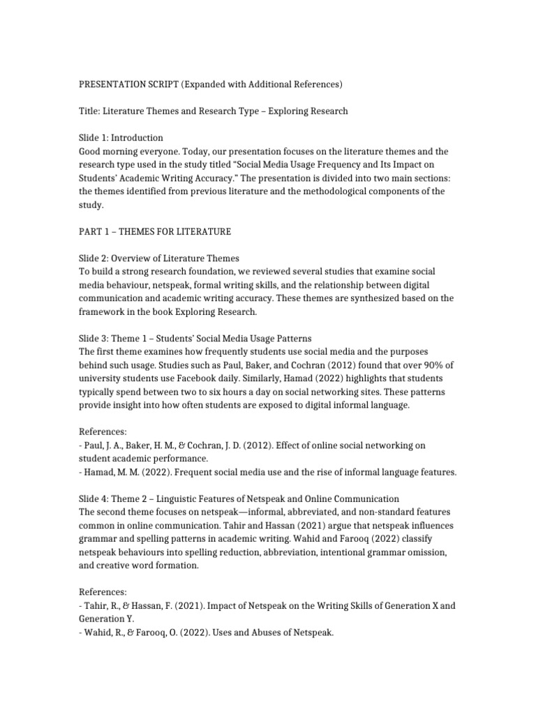 Presentation Script With References | PDF | Statistics | Methodology
