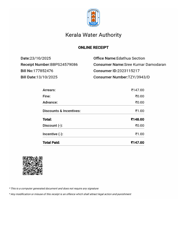 Kwa Last Receipt | PDF