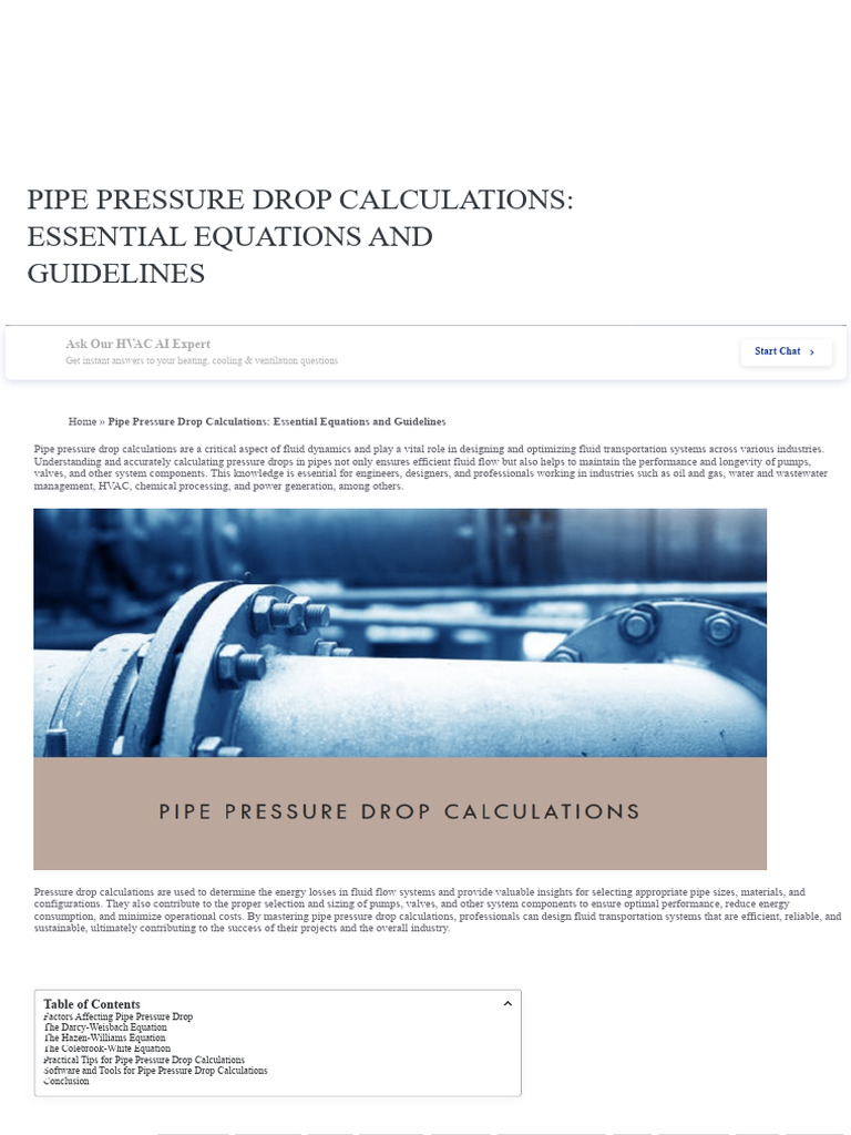 Pipe Pressure Drop Calculations Guide | PDF | Fluid Dynamics | Reynolds ...