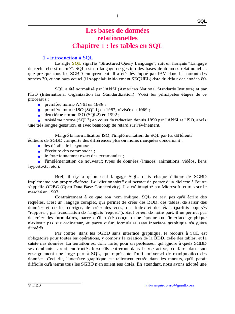 Introduction au langage SQL et Access | PDF | SQL | Microsoft Access
