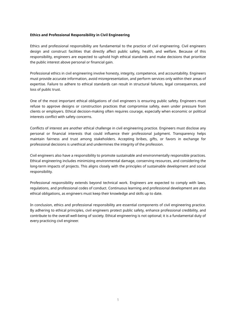 Civil Engineering Ethics and Responsibility | PDF | Civil Engineering ...