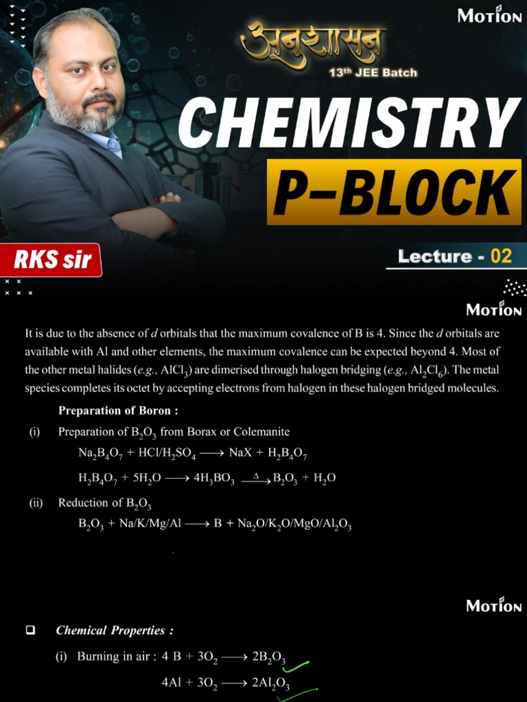 P-Block Lec 02 RKS Sir | PDF