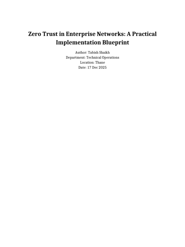 Zero Trust Implementation Blueprint | PDF | Computer Security | Security