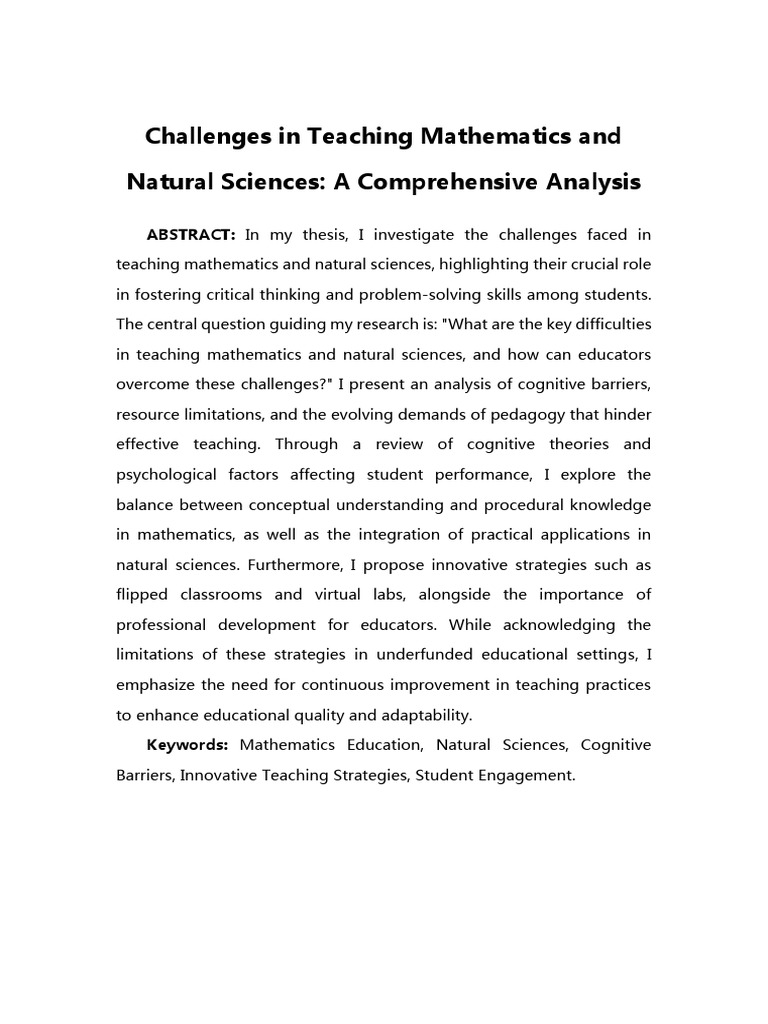 Challenges in Teaching Math & Science | PDF | Self Efficacy | Inquiry ...