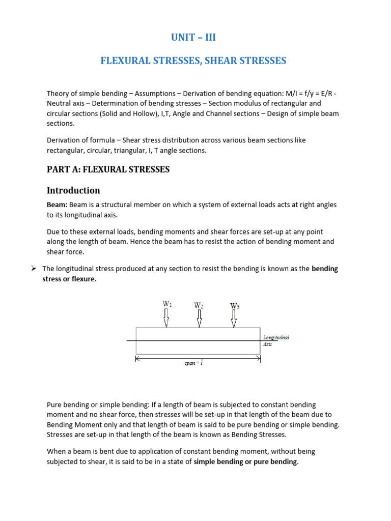 Flexural and Shear Stresses in Beams | PDF | Bending | Beam (Structure)