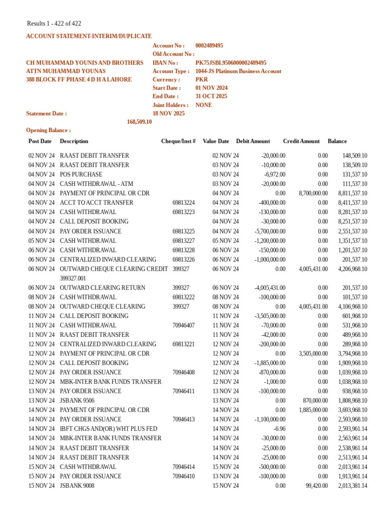 Interim Account Statement Summary | PDF | Debit Card | Payments