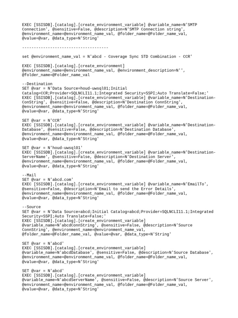 SSISDB Environment Variable Setup | PDF | Wide Area Network ...