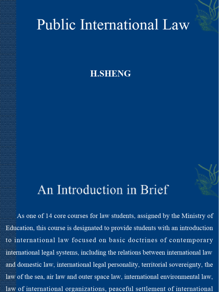 Introduction to Public International Law | PDF | International Law | Treaty