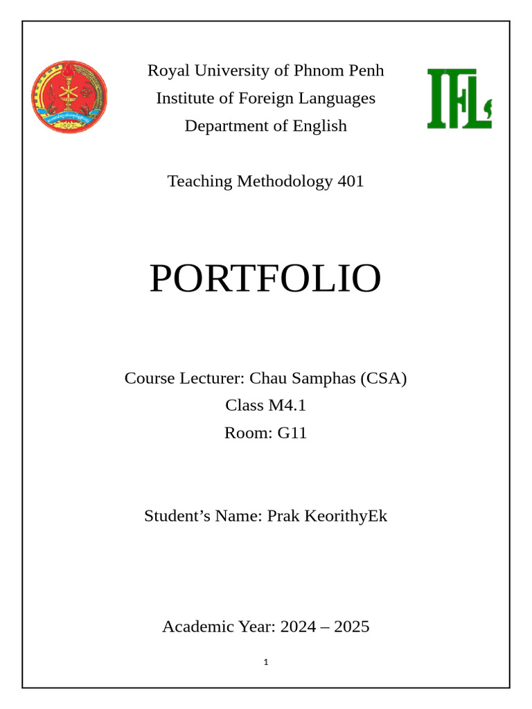 Prak KeorithyEk - TM401 Portfolio | PDF | Lesson Plan | Learning